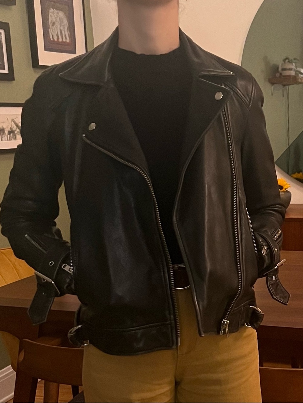 Topshop Black Leather Biker Jacket